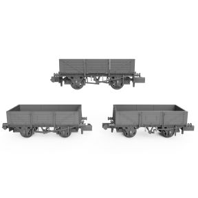 Rapido 942014 N Gauge Pack Of 3 SECR Diagram 1349 5 Plank Wagons BR Grey